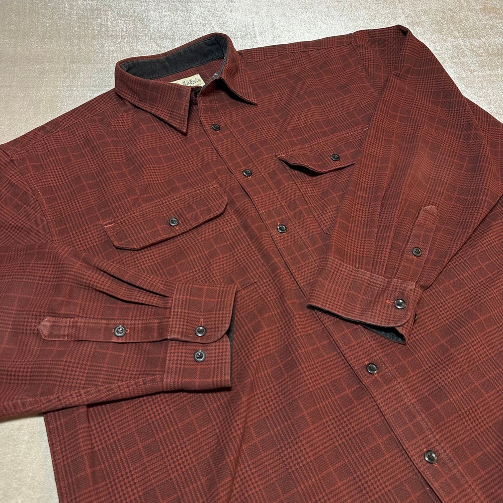 Cabela's XL Red Black Plaid Flannel Shirt Mens Long Sleeve Button Front Hunting
